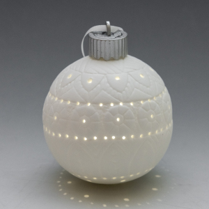Set of Porcelain Luminous Christmas Balls "White Christmas" 6pcs